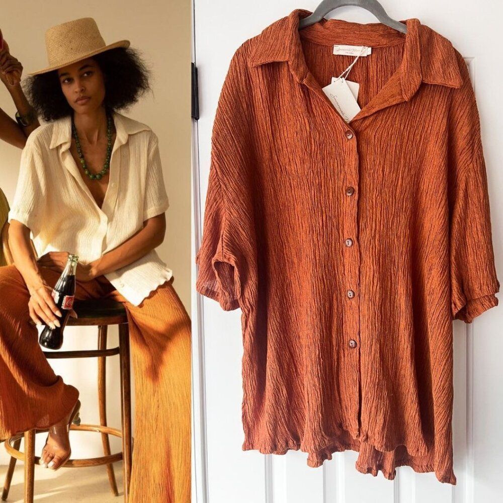 Women's Button Down Shirt in Rust
